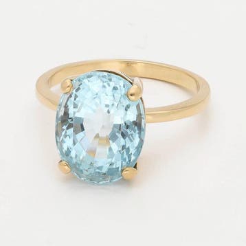 Ring - 18 karaat Geel goud Aquamarijn, Nieuw