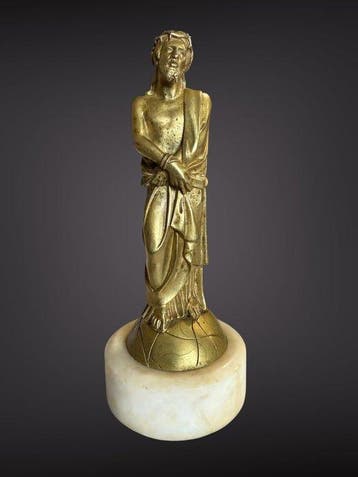 sculptuur, Ecce Homo / XXe eeuw - 21 cm - Marmer, Messing -