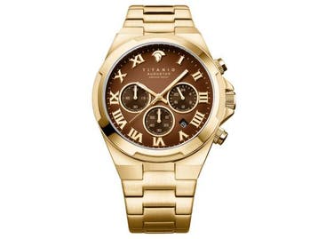 Veiling - Titanio Horloge Augustus Goud 42mm, Handtassen en Accessoires, Horloges | Heren, Nieuw