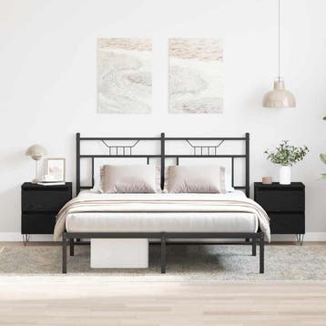 vidaXL Nachtkastje 2 st Zwart eiken 40 x 35 x 50 cm Bewerkt, Verzenden, Nieuw