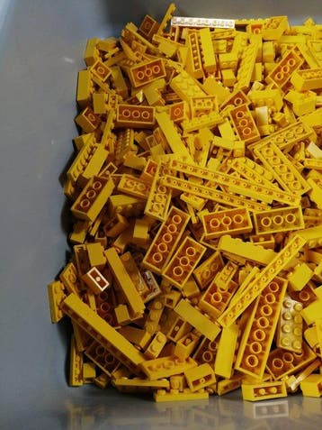 Lego - 01. Partij van 1000 gele bouwstenen - 1980-1990, Nieuw