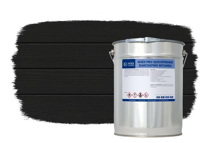 Wixx PRO Quickprimer Dakcoating Bitumen Zwart 5L, Doe-het-zelf en Bouw, Verf, Beits en Lak, Zwart, Nieuw, Verzenden