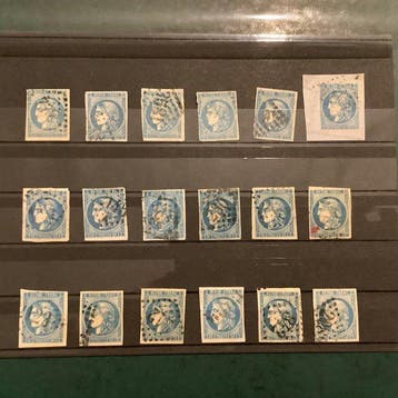 France 1870 - Lot de 18 timbres-poste de 20 centimes, Postzegels en Munten, Gestempeld