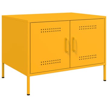 vidaXL Salontafel 68x50x50,5 cm staal mosterdgeel, Verzenden, Nieuw