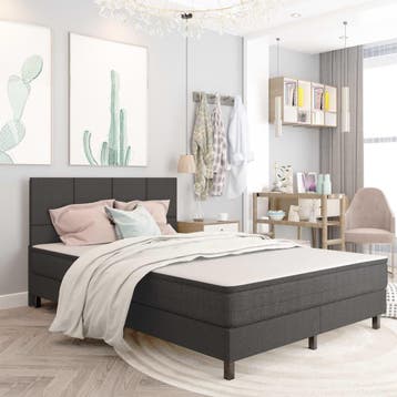 vidaXL Boxspring stof donkergrijs 140x200 cm, Verzenden, Nieuw