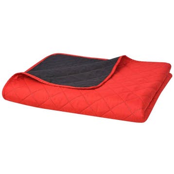 vidaXL Dubbelzijdige quilt bedsprei rood en zwart 220x240 cm, Verzenden, Nieuw