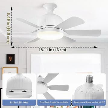 MeoYlaery LED Plafondventilator E27 met Licht en Afstands..., Elektronische apparatuur, Ophalen of Verzenden, Nieuw