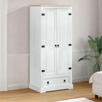 vidaXL Kledingkasten met lade Wit 76 x 50 x 170 cm Massief, Verzenden