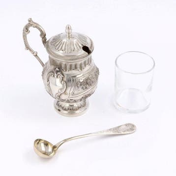 Delheid Frères, Mosterpot. - Pot (3) - .800 zilver