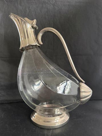 Décanteur - Canard - Verre, Plaqué(e) argent - Carafe en
