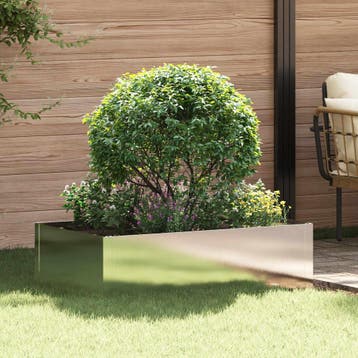 vidaXL Gazonrand 100 x 60 x 35 cm Staal Zilverkleurig, Tuin en Terras, Bielzen en Borduren, Verzenden, Nieuw