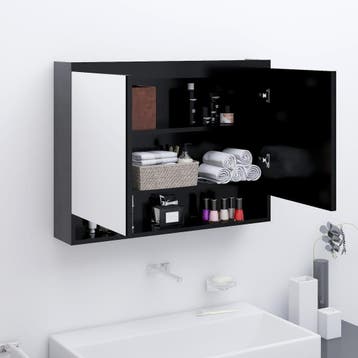 vidaXL Badkamerkast met spiegel 80x15x60 cm MDF, Verzenden, Nieuw