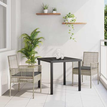 vidaXL Tuinstoel 2 st Lichtgrijs poly rattan, Verzenden, Nieuw