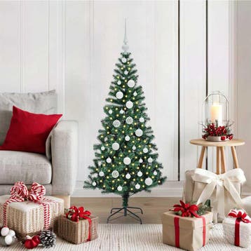 vidaXL Kunststof Voorverlichte Kerstboom Groen 120 cm PVC en, Verzenden