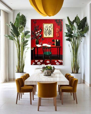 E. García - Interior rojo XL, Antiek en Kunst
