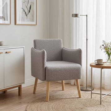 vidaXL Accentstoel Lichtgrijs Bouclé, Verzenden, Nieuw
