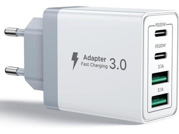 Veiling - Aioneus USB-C-oplader 40W met 4 USB-poorten QC3.0, Nieuw