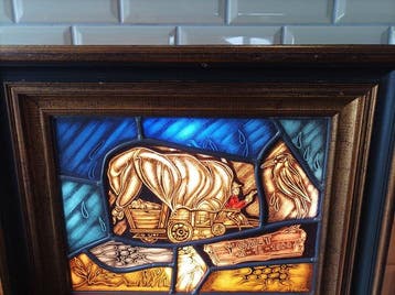 Wanddecoratie - België - Glas in lood in houten