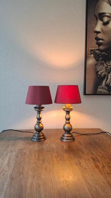 Amedi - Lampe de table (2) - Métal, Bronze - Capuche incluse