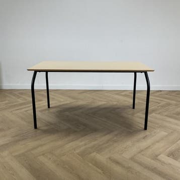kantinetafel 140x80 cm, beige - zwart, Gebruikt, Bureau
