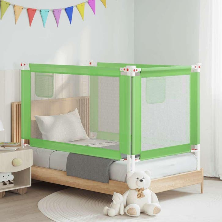 vidaXL Bedhekje peuter 140x25 cm stof groen, Enfants & Bébés, Barrières, Envoi