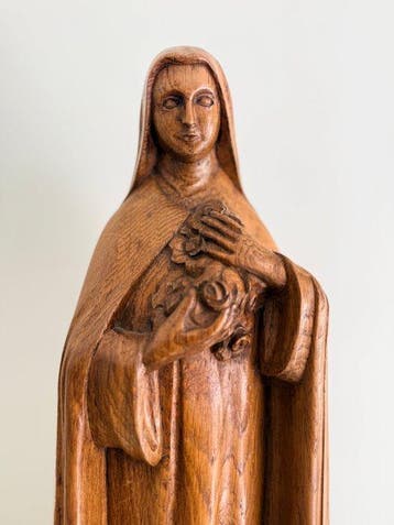 Beeld - Heilige Thérèse van Lisieux - Handgesneden - 60 cm -, Antiek en Kunst