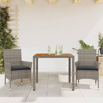 vidaXL 3-delige Tuinset met kussens poly rattan en, Verzenden, Tuinset