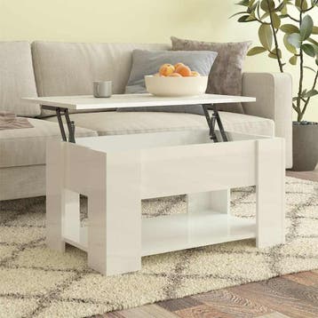 vidaXL Salontafel 79x49x41 cm bewerkt hout hoogglans wit, Huis en Inrichting, Verzenden, Nieuw