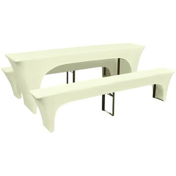 vidaXL Hoes voor biertafel/banken 3-delig crèmekleurig, Tuin en Terras, Verzenden, Nieuw