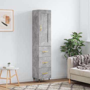 vidaXL Hoge kast 34,5x34x180 cm bewerkt hout betongrijs, Verzenden, Nieuw