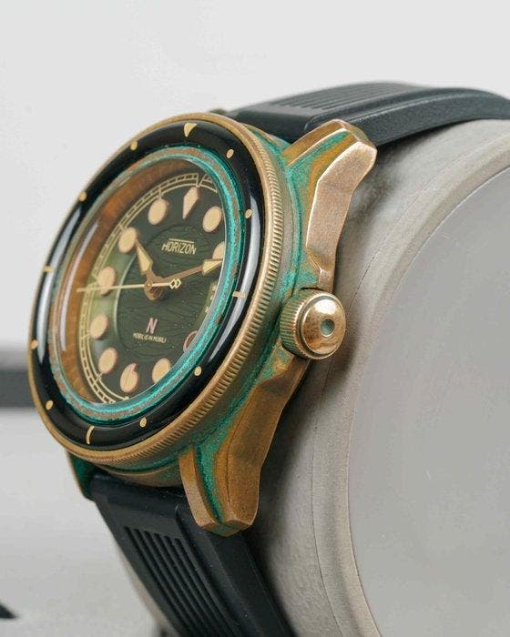 Horizon - Diver N - Bronze - Myrtle Green - Automatic - Date, Handtassen en Accessoires, Horloges | Heren