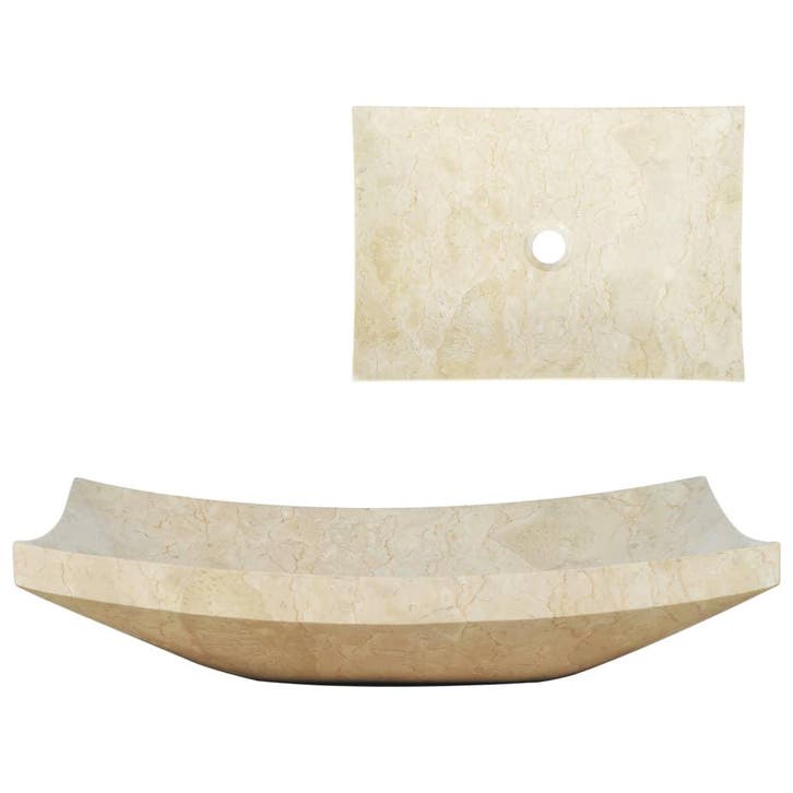 vidaXL Gootsteen 50x35x12 cm marmer crème, Doe-het-zelf en Bouw, Sanitair, Nieuw, Verzenden