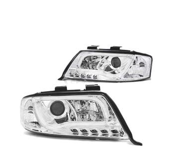 Phares Led Pour Audi A6 97-01 Tru Drl Chromé, Verzenden