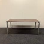 verstelbaar bureau 180x90 cm, Donker bruin blad - grijs, Huis en Inrichting, Bureaus, In hoogte verstelbaar, Gebruikt