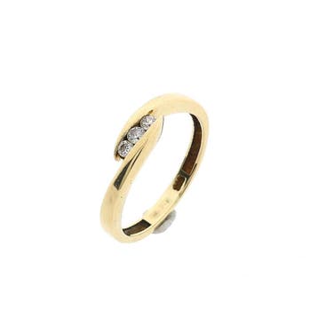 Gouden ring met zirconia; 14 karaat; ringmaat 17,25, Handtassen en Accessoires, Gebruikt, Ophalen of Verzenden, 17 tot 18, Met edelsteen