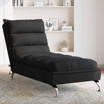 vidaXL Massage chaise longue met kussens stof zwart, Verzenden