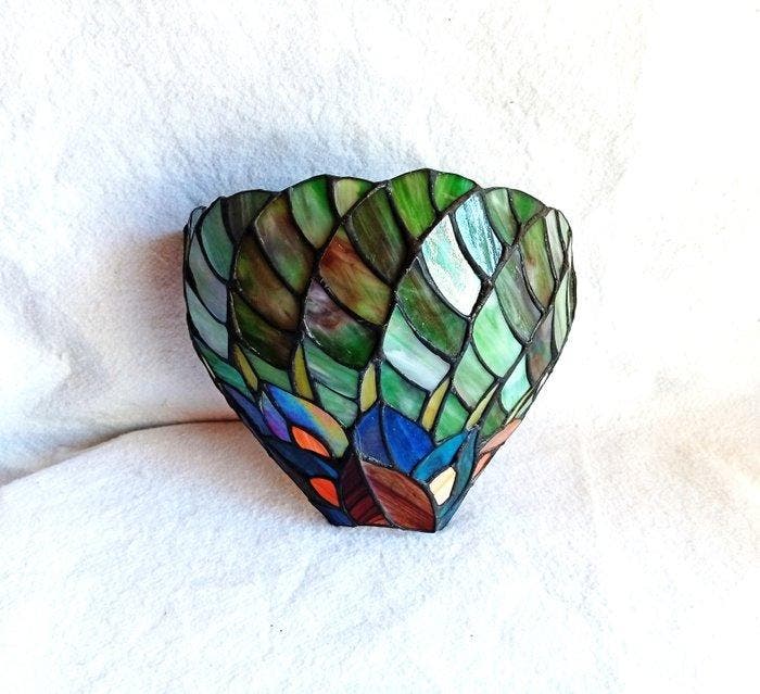 Lampe murale - Verre, Laiton, pâte de verre - Tiffany, Antiquités & Art, Art | Objets design