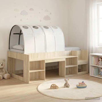 vidaXL Jeugdbed Frame Hoog met Opbergruimte 3 st Sonoma Eik, Huis en Inrichting, Slaapkamer | Bedden, Verzenden, Nieuw