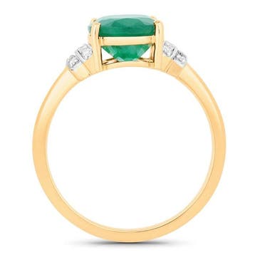 Ring - 14 karaat Geel goud - 2.35ct. tw. Smaragd - Diamant -