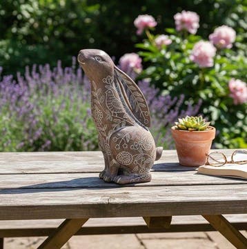 Figure - Floral Rabbit Sculpture - Résine