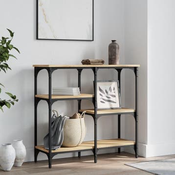 vidaXL Consoletafel Sonoma Eiken 80x29x75 cm Bewerkt Hout, Huis en Inrichting, Verzenden, Nieuw