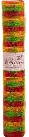 Decomesh metallic carnaval rood geel groen strepen xtra