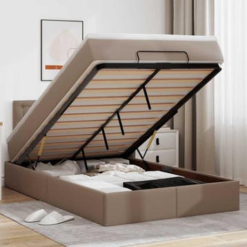 vidaXL Bed poef met matrassen en LEDs 120x190cm kunstleer, Verzenden, Nieuw