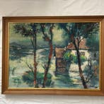 European school (XX) - Seenlandschaft mit Fischerhaus