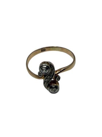 Ring - 14 karaat Witgoud, Geel goud, goud Diamant