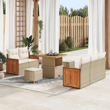 vidaXL Tuinbank Set 8 st 8-Aantal zitplaatsen Beige en Crème, Verzenden