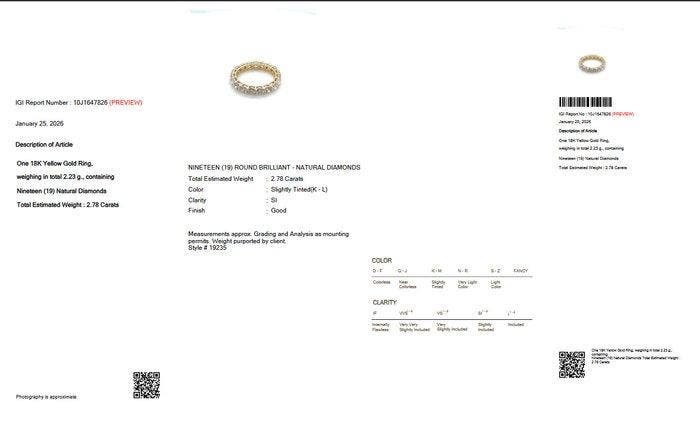 Zonder minimumprijs - Ring - 18 karaat Geel goud - 2.78ct., Handtassen en Accessoires, Ringen