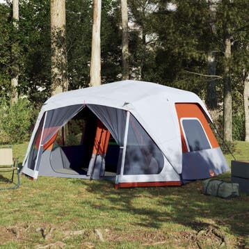 vidaXL Tent met LED 10-persoons snelontgrendeling lichtgrijs, Caravans en Kamperen, Verzenden, Nieuw