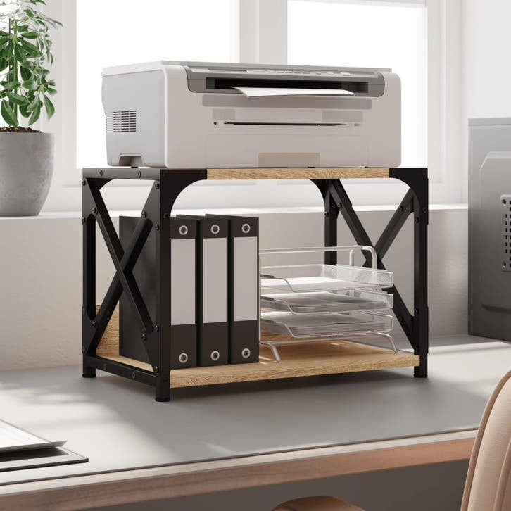 vidaXL Printerstandaard 44x26x31,5 cm bewerkt hout sonoma, Computers en Software, Printers, Nieuw, Verzenden