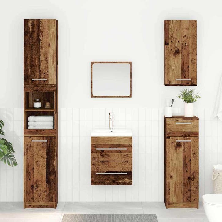 vidaXL Wastafelkast met lade Oud Hout 38,5 x 41 x 48 cm, Maison & Meubles, Tables | Coiffeuses, Envoi